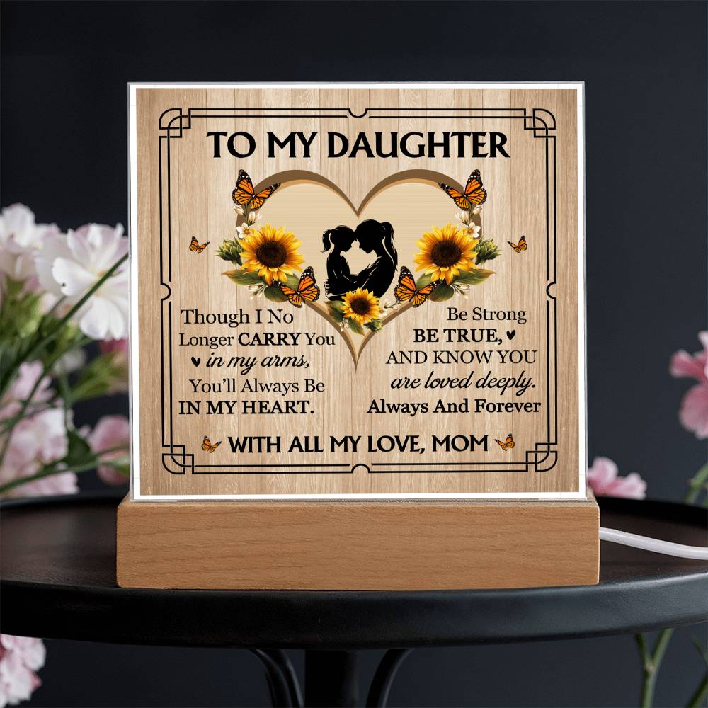 To My Daughter From Mom With All My Love Printed Square Shaped Acrylic Plaque-Express Your Love Gifts