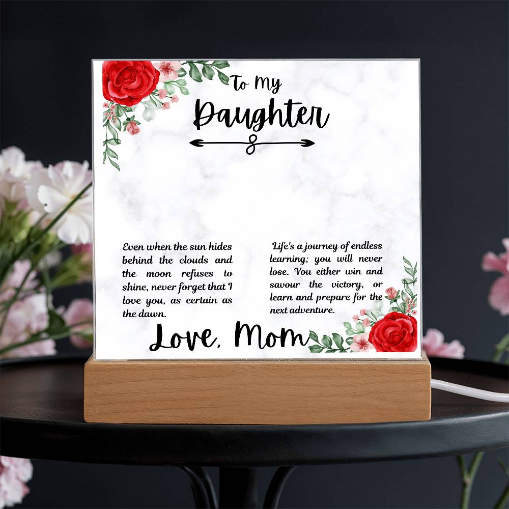 To Daughter From Mom Life's a Journey Printed Square Shaped Acrylic Plaque-Express Your Love Gifts