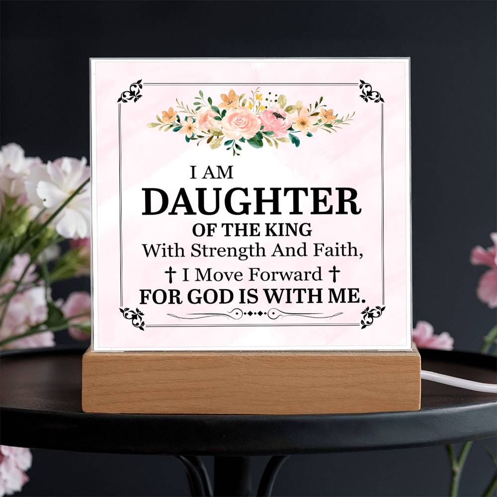 Personalized To My Daughter I Am Daughter of the King Printed Square Shaped Acrylic Plaque-Express Your Love Gifts