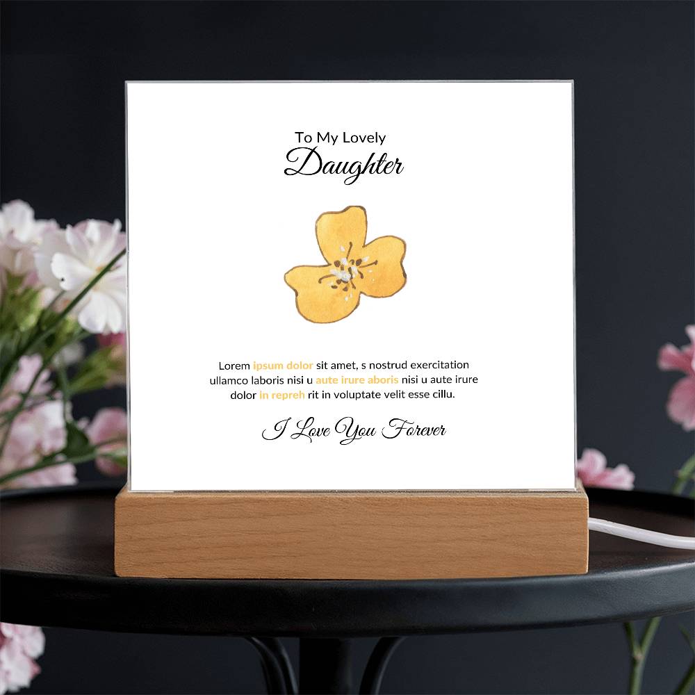 To My Daughter Lorem Ipsum Printed Square Shaped Acrylic Plaque-Express Your Love Gifts