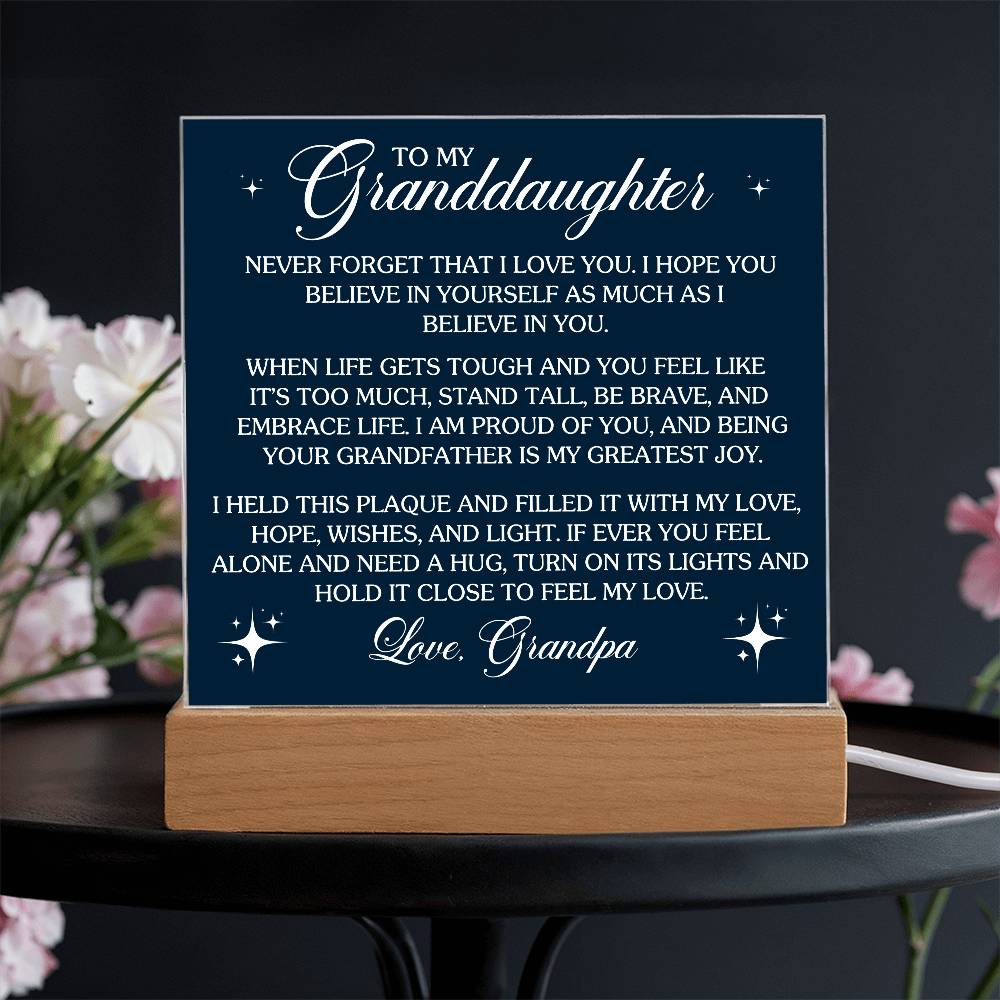 To Granddaughter From Grandpa Never That I Love You Printed Square Shaped Acrylic Plaque-Express Your Love Gifts