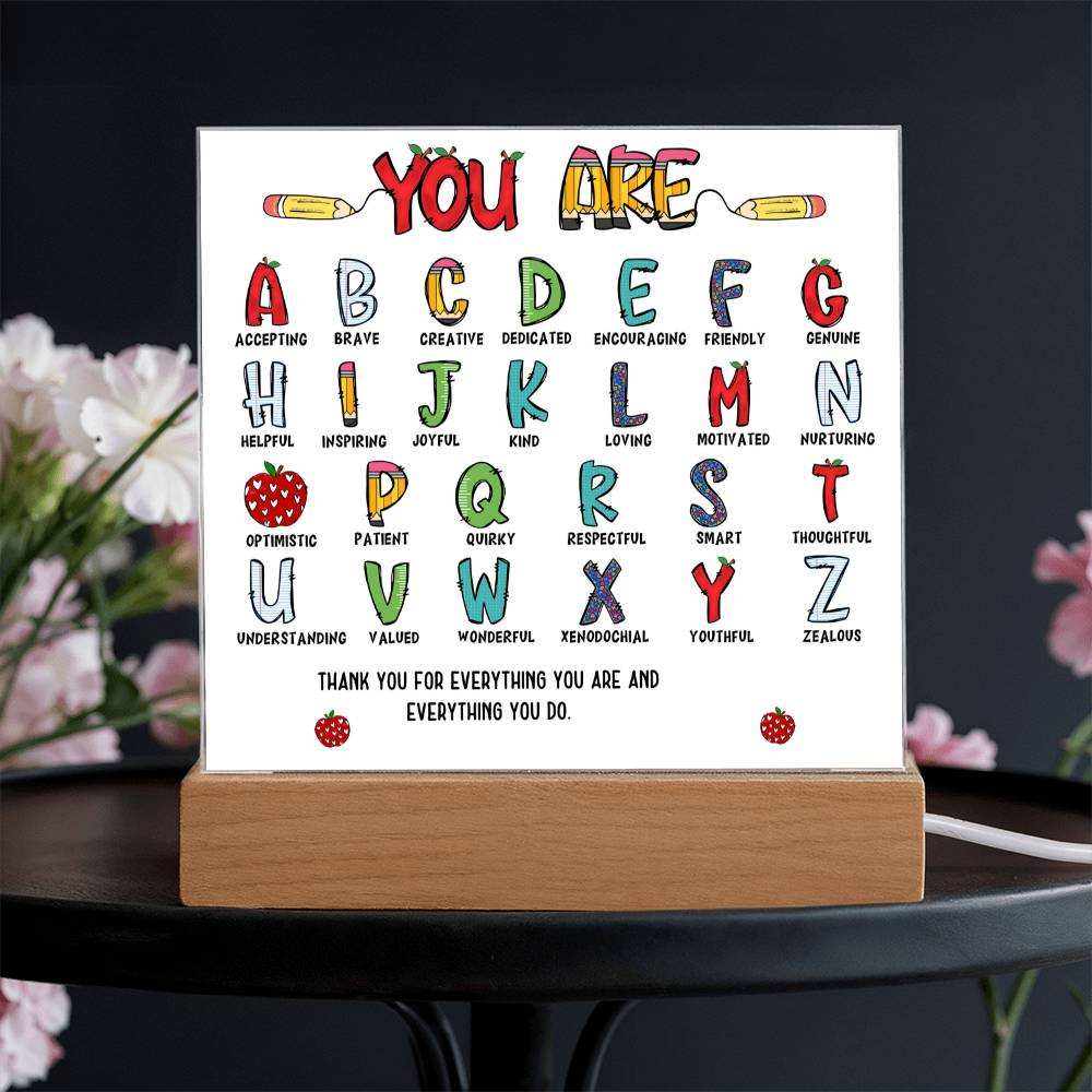 Teacher's ABC Printed Square Shaped Acrylic Plaque-Express Your Love Gifts
