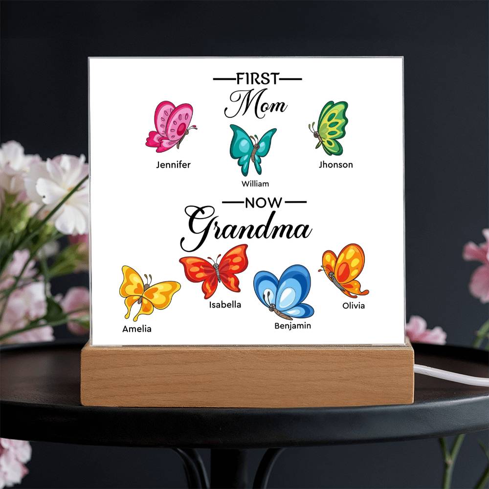First Mom Now Grandma Printed Square Shaped Acrylic Plaque-Express Your Love Gifts