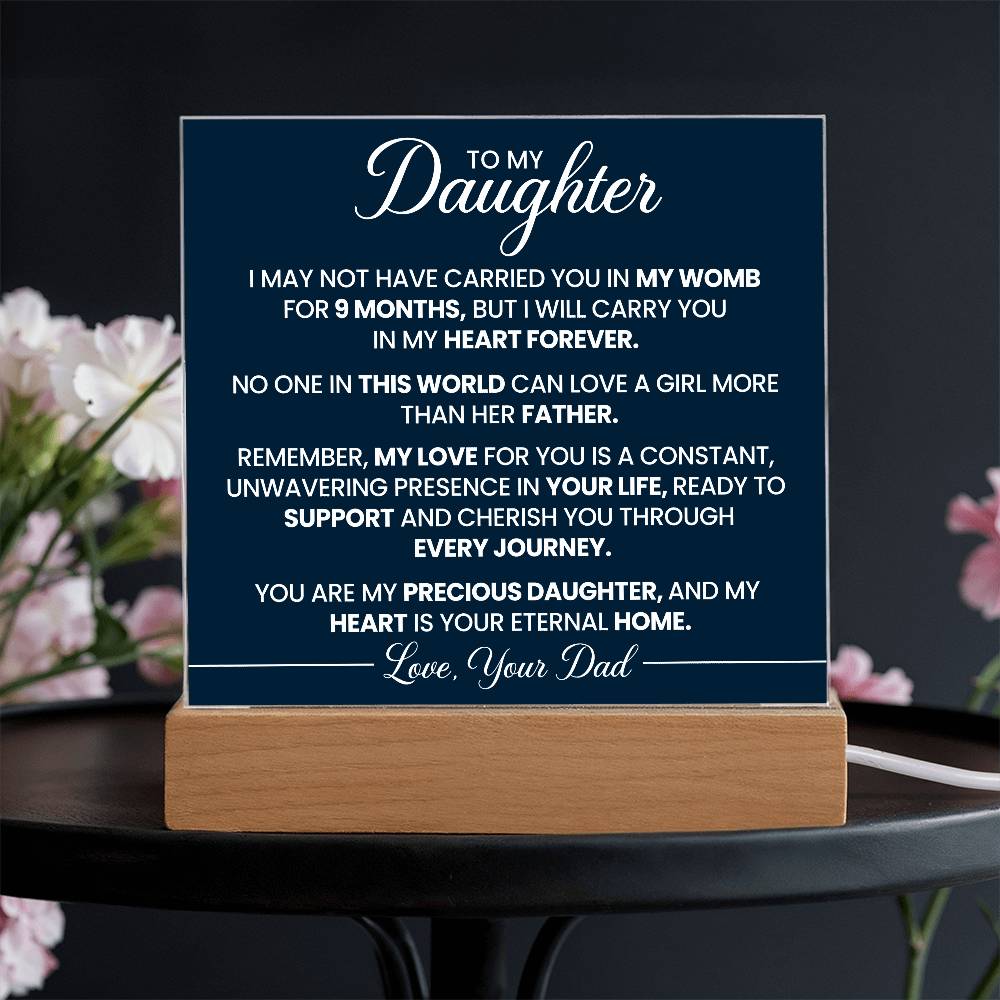 To Daughter From Dad In My Heart Forever Printed Square Shaped Acrylic Plaque-Express Your Love Gifts