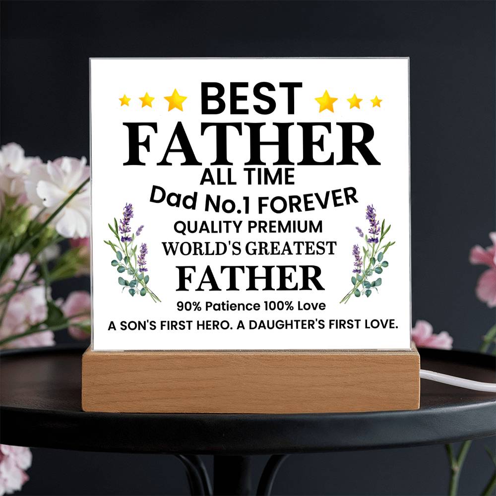 Best Father of All Time Printed Square Shaped Acrylic Plaque-Express Your Love Gifts