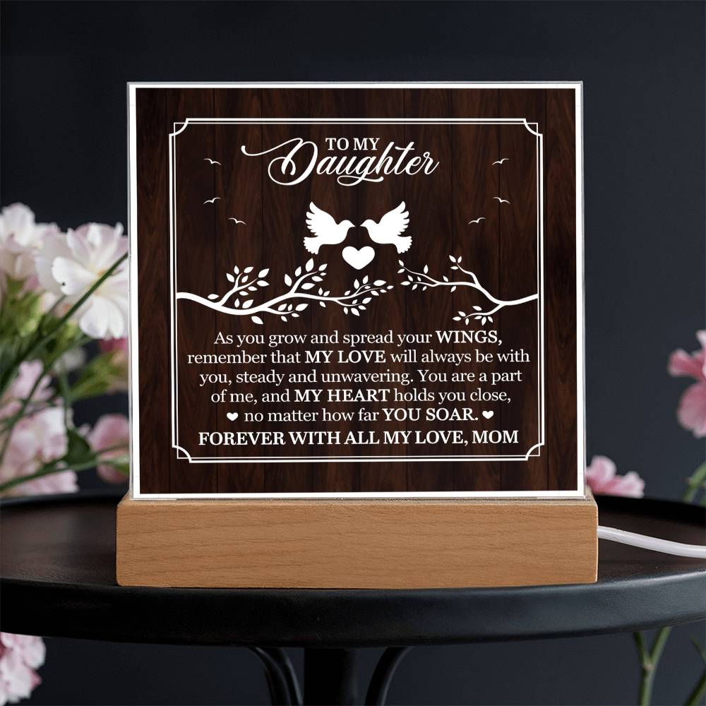 Personalized To My Daughter From Mom My Love Printed Square Shaped Acrylic Plaque-Express Your Love Gifts