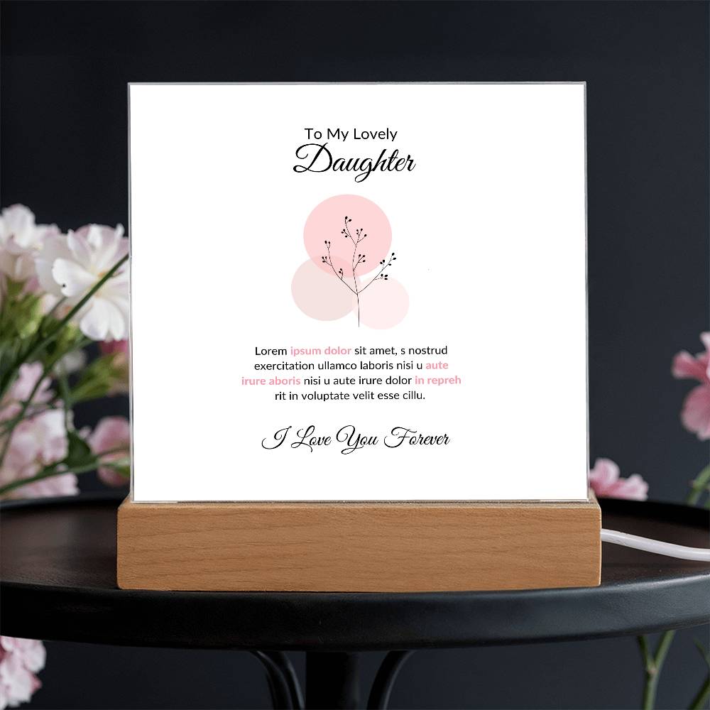 To My Daughter Lorem Ipsum Baloon Printed Square Shaped Acrylic Plaque-Express Your Love Gifts