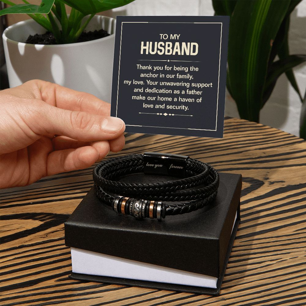 To My Husband Thank You for Being the Anchor in Our Family Love You Forever Bracelet-Express Your Love Gifts