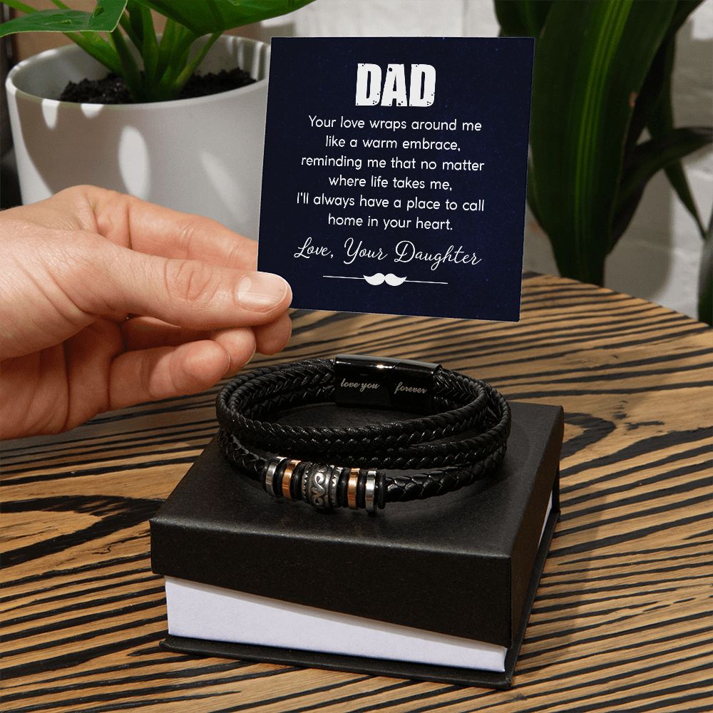 To My Dad Your Love Wraps Around From Daughter Love You Forever Bracelet-Express Your Love Gifts