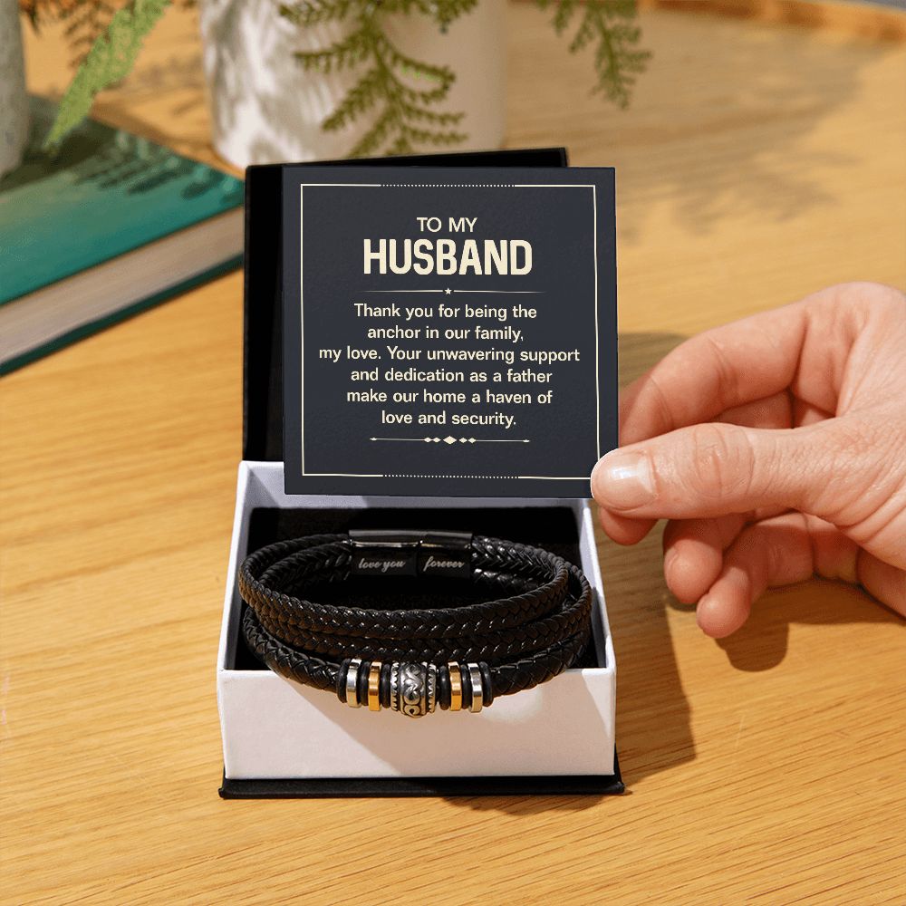 To My Husband Thank You for Being the Anchor in Our Family Love You Forever Bracelet-Express Your Love Gifts