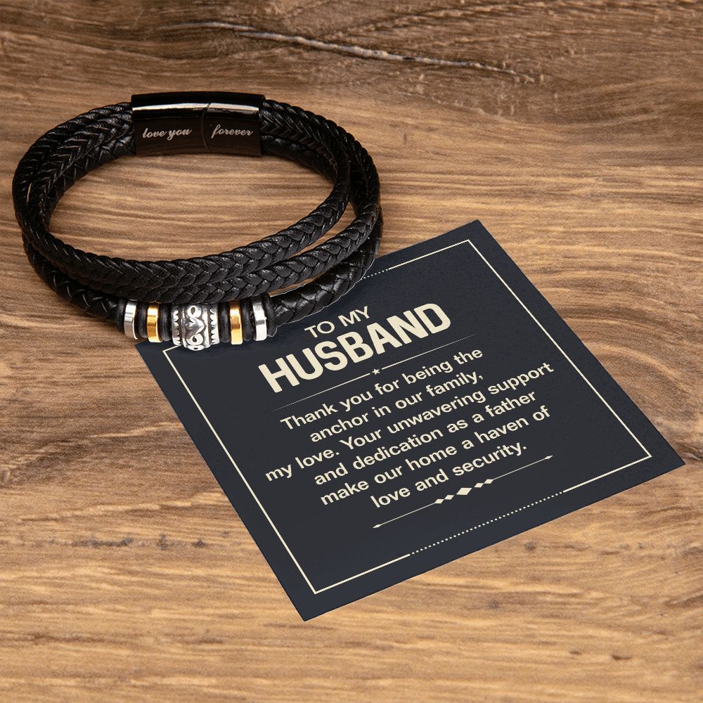 To My Husband Thank You for Being the Anchor in Our Family Love You Forever Bracelet-Express Your Love Gifts