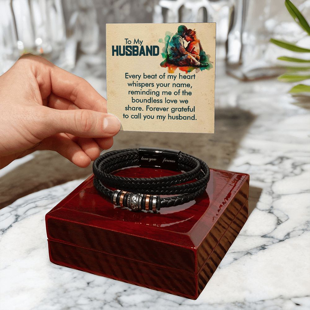 To My Husband Every Beat Love You Forever Bracelet-Express Your Love Gifts