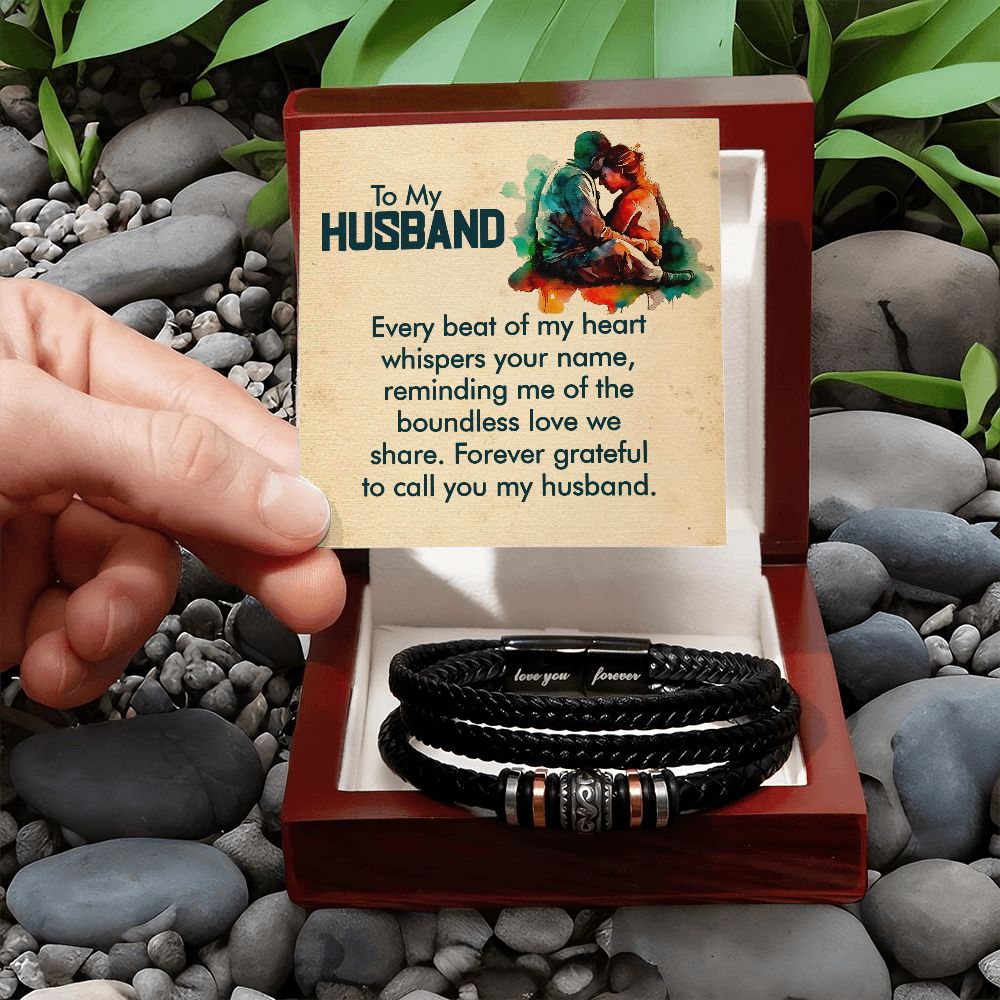 To My Husband Every Beat Love You Forever Bracelet-Express Your Love Gifts