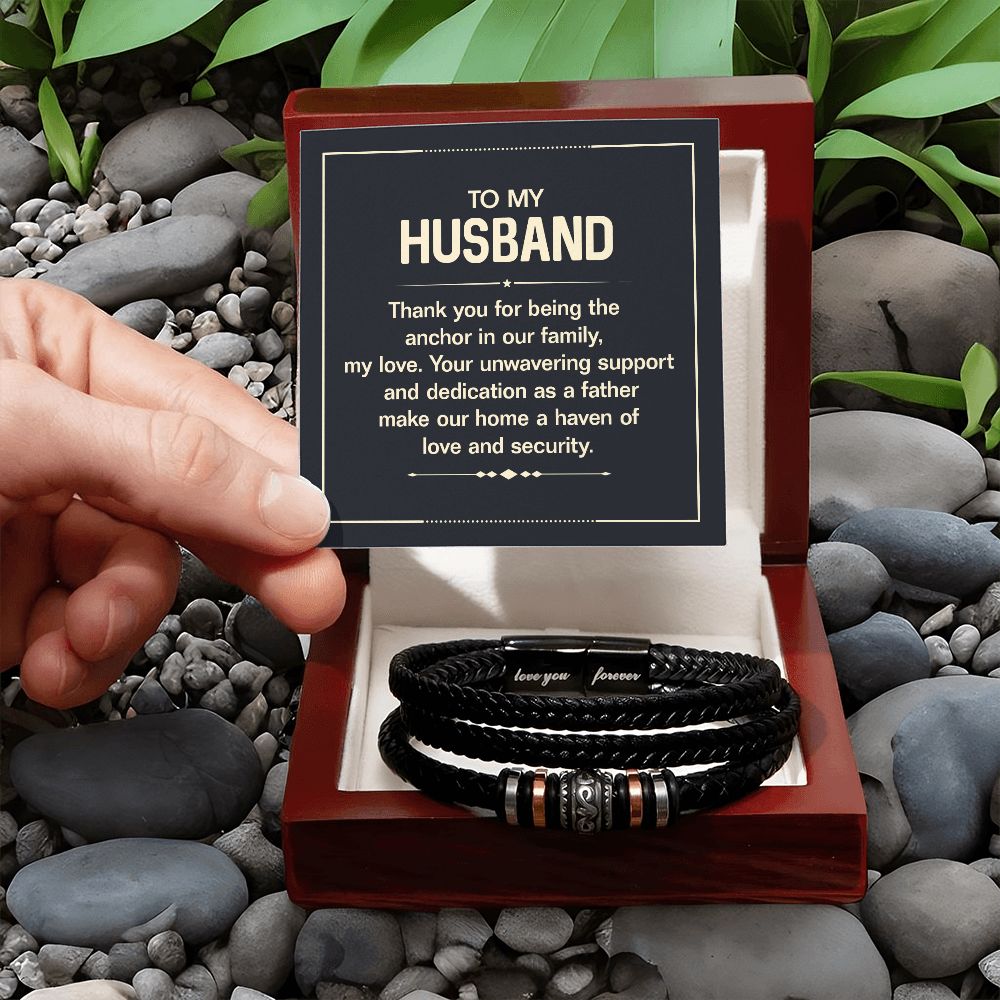 To My Husband Thank You for Being the Anchor in Our Family Love You Forever Bracelet-Express Your Love Gifts