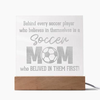 Behind Every Soccer Engraved Acrylic Square Plaque-Express Your Love Gifts