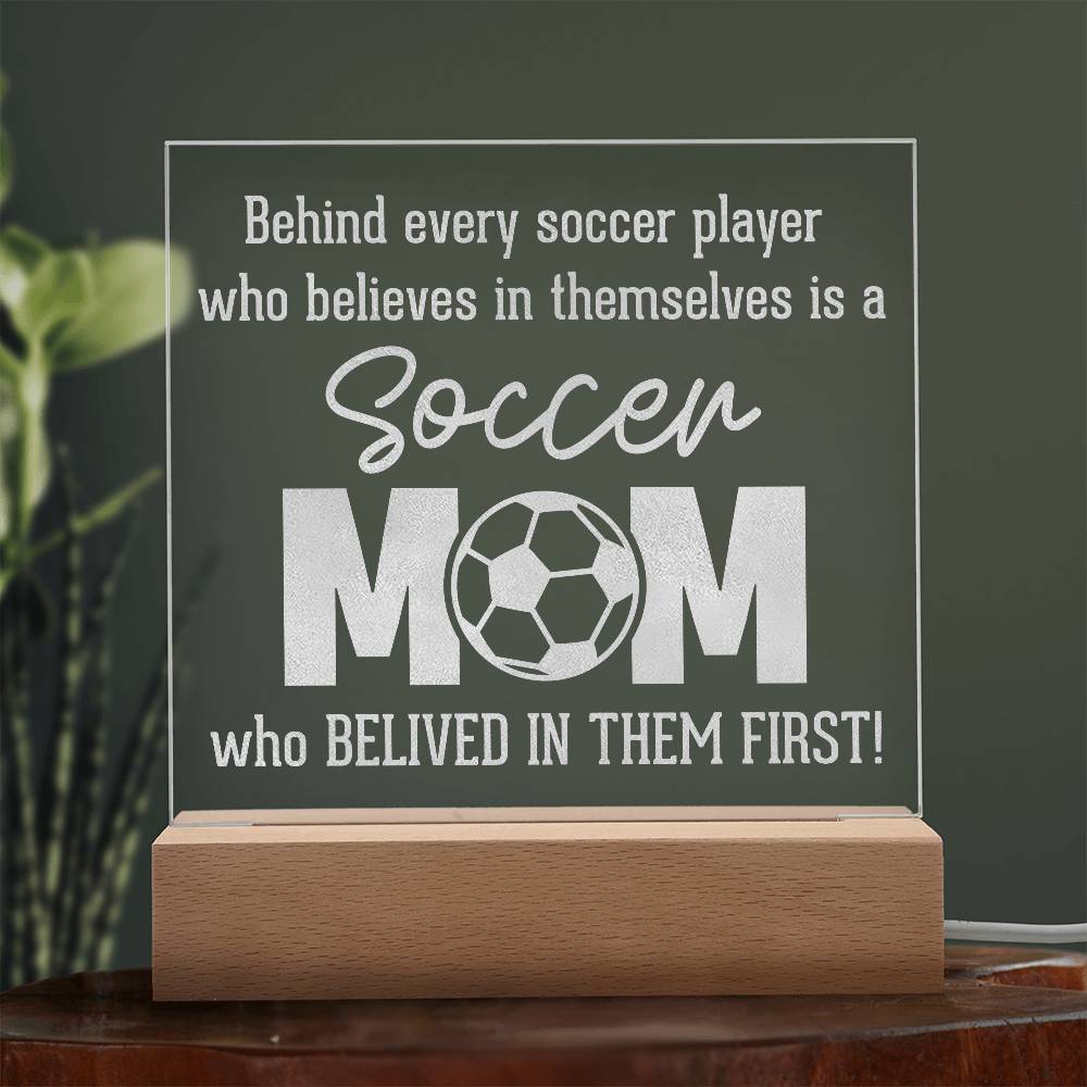 Behind Every Soccer Engraved Acrylic Square Plaque-Express Your Love Gifts