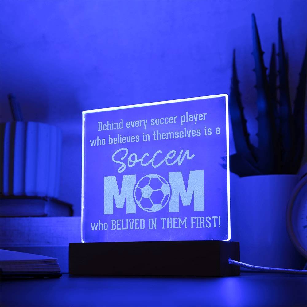 Behind Every Soccer Engraved Acrylic Square Plaque-Express Your Love Gifts