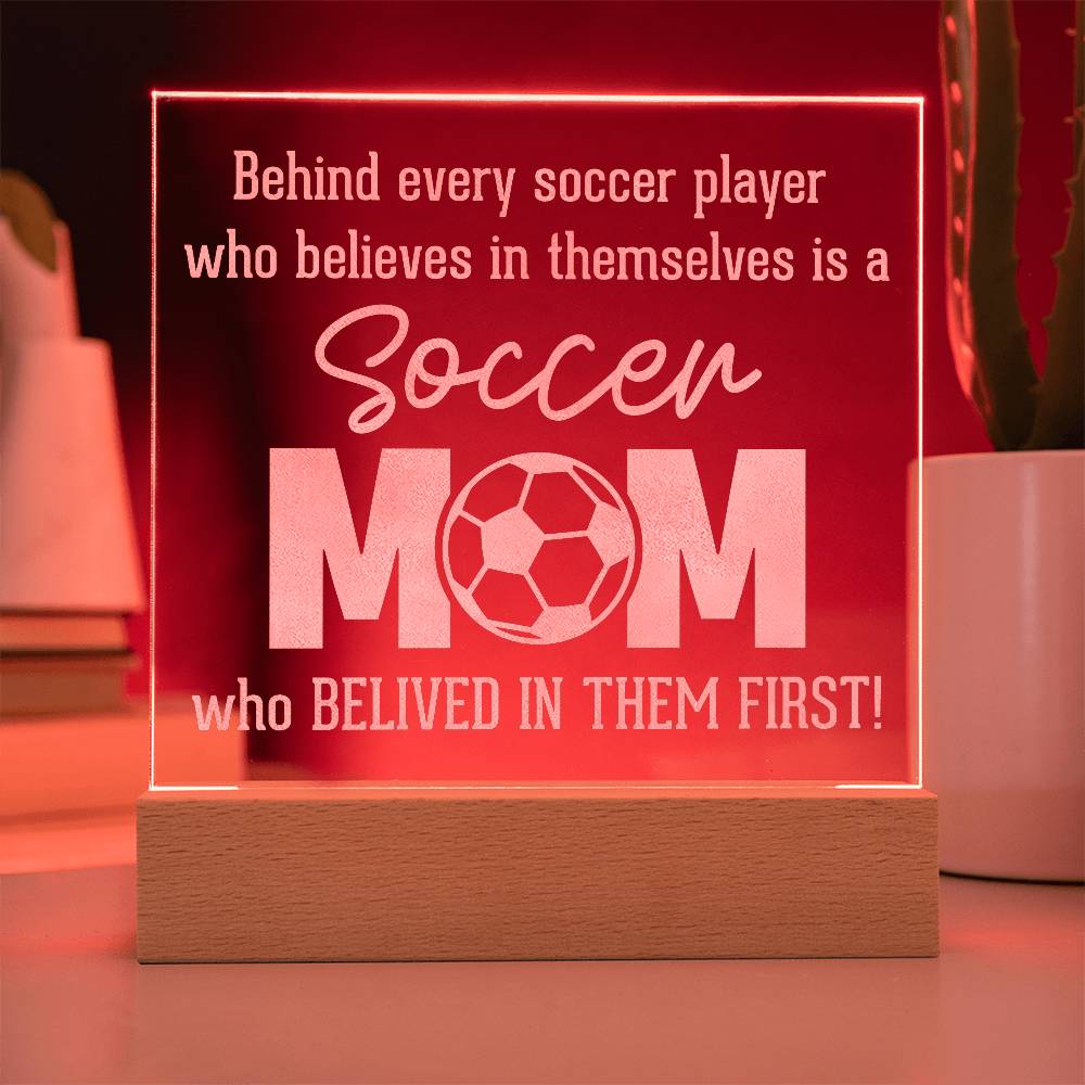 Behind Every Soccer Engraved Acrylic Square Plaque-Express Your Love Gifts