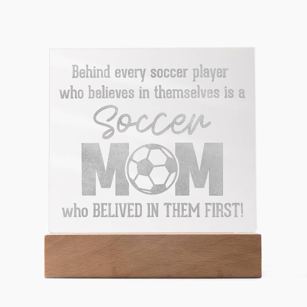Behind Every Soccer Engraved Acrylic Square Plaque-Express Your Love Gifts