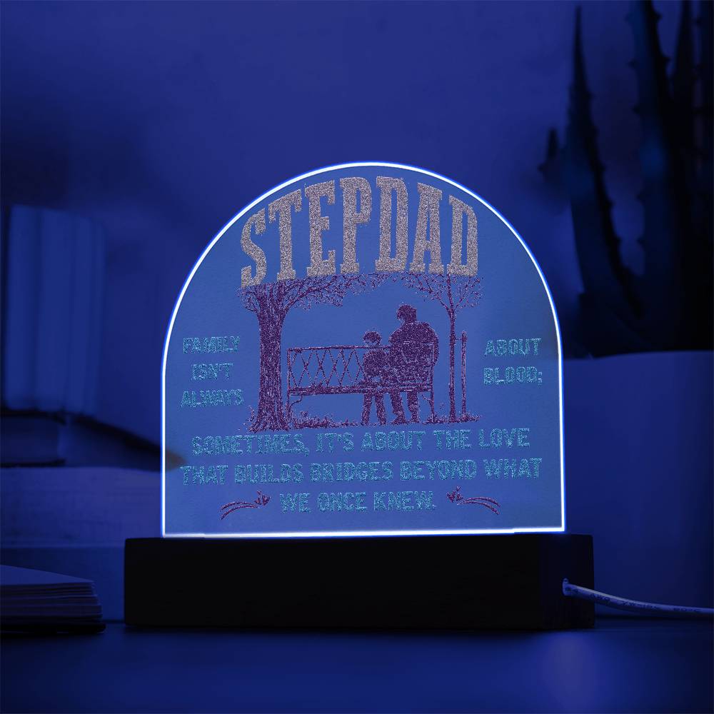 To My Stepdad Family Printed Acrylic Dome Plaque-Express Your Love Gifts