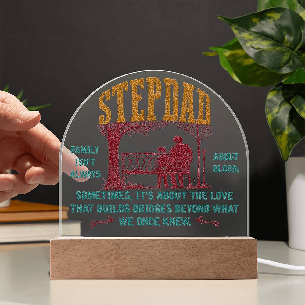 To My Stepdad Family Printed Acrylic Dome Plaque-Express Your Love Gifts
