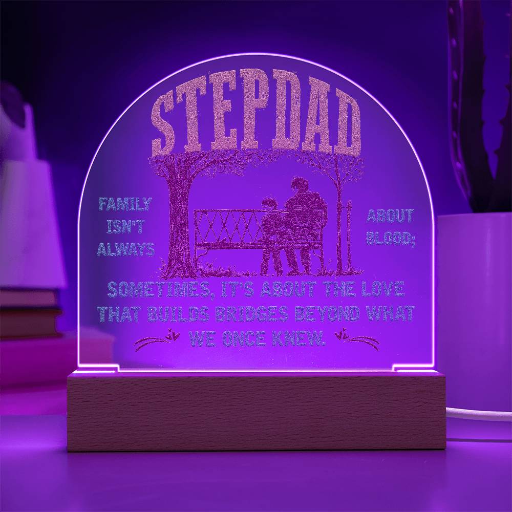 To My Stepdad Family Printed Acrylic Dome Plaque-Express Your Love Gifts