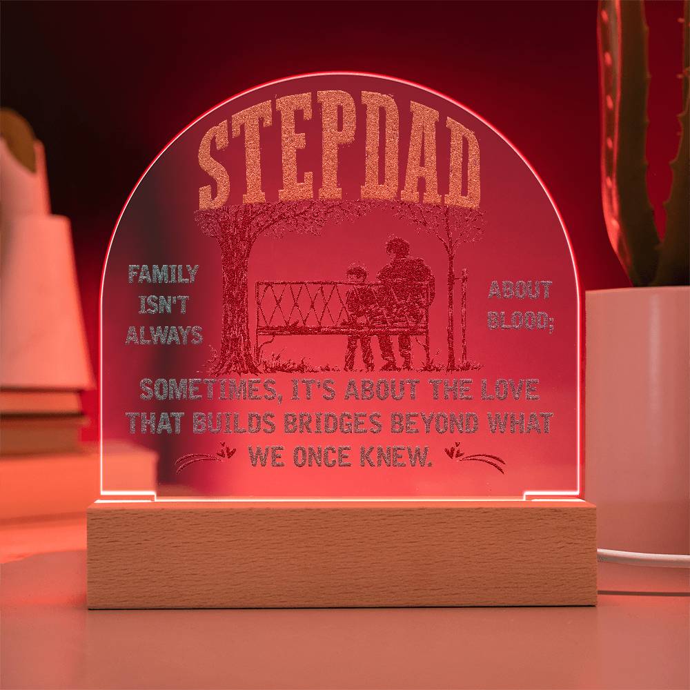 To My Stepdad Family Printed Acrylic Dome Plaque-Express Your Love Gifts