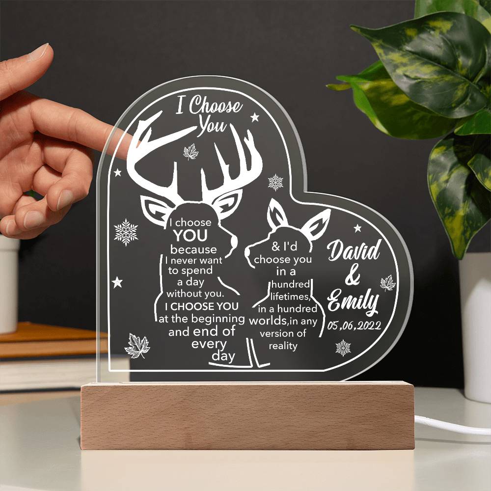 I Choose You Printed Heart Shaped Acrylic Plaque-Express Your Love Gifts