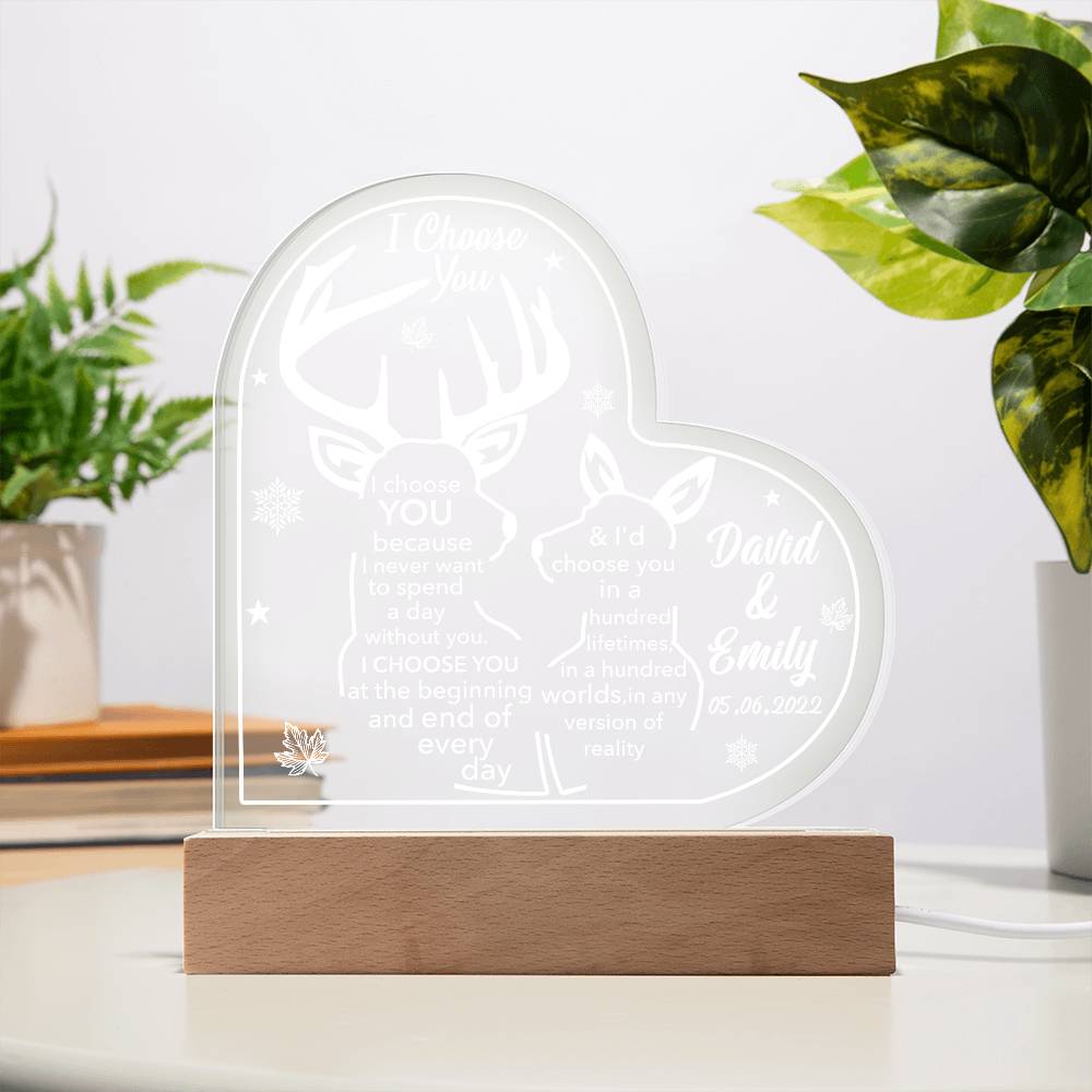 I Choose You Printed Heart Shaped Acrylic Plaque-Express Your Love Gifts