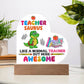 Teacher Saurus Printed Heart Shaped Acrylic Plaque-Express Your Love Gifts