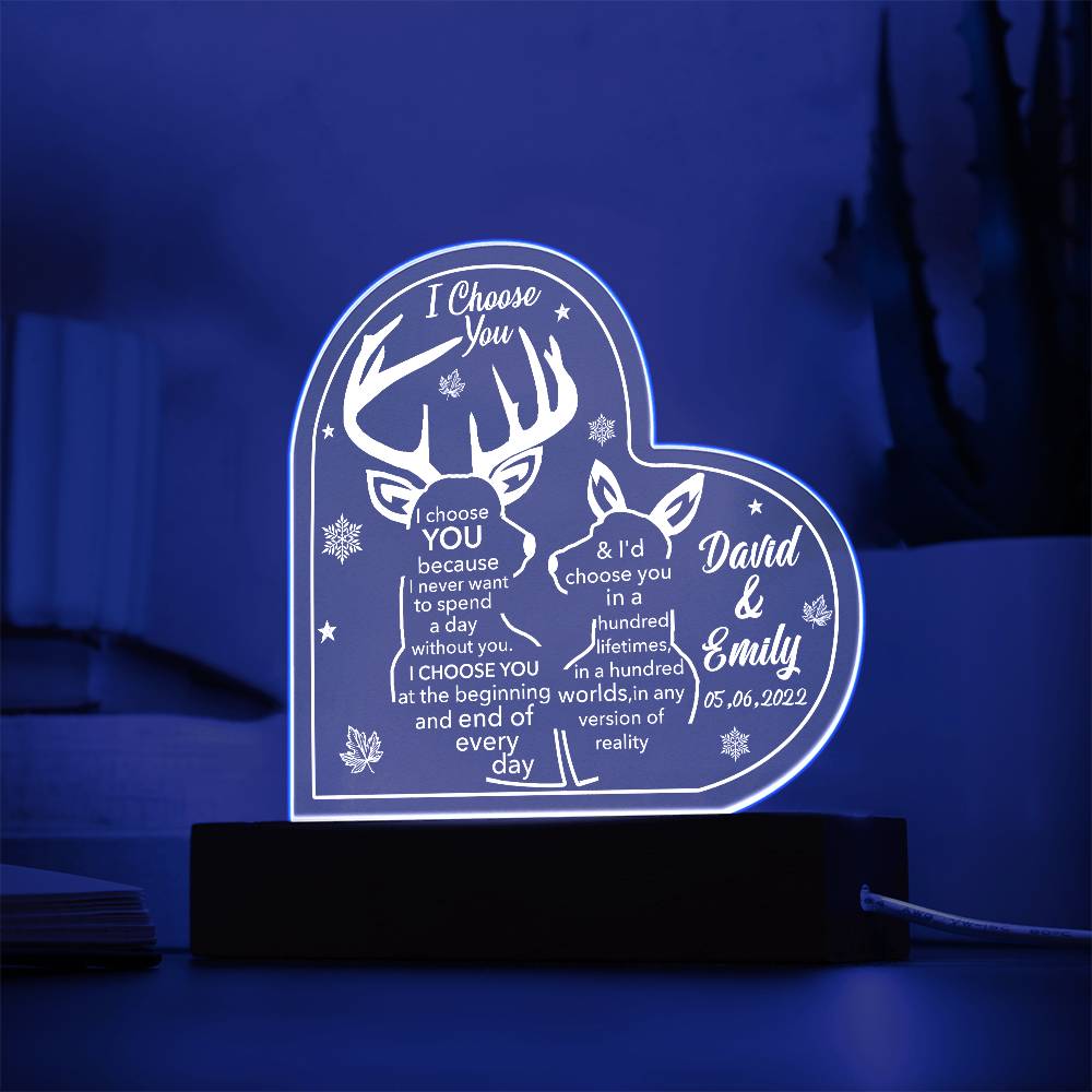 I Choose You Printed Heart Shaped Acrylic Plaque-Express Your Love Gifts