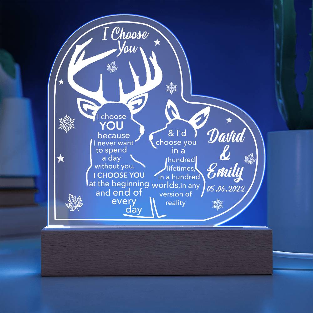 I Choose You Printed Heart Shaped Acrylic Plaque-Express Your Love Gifts