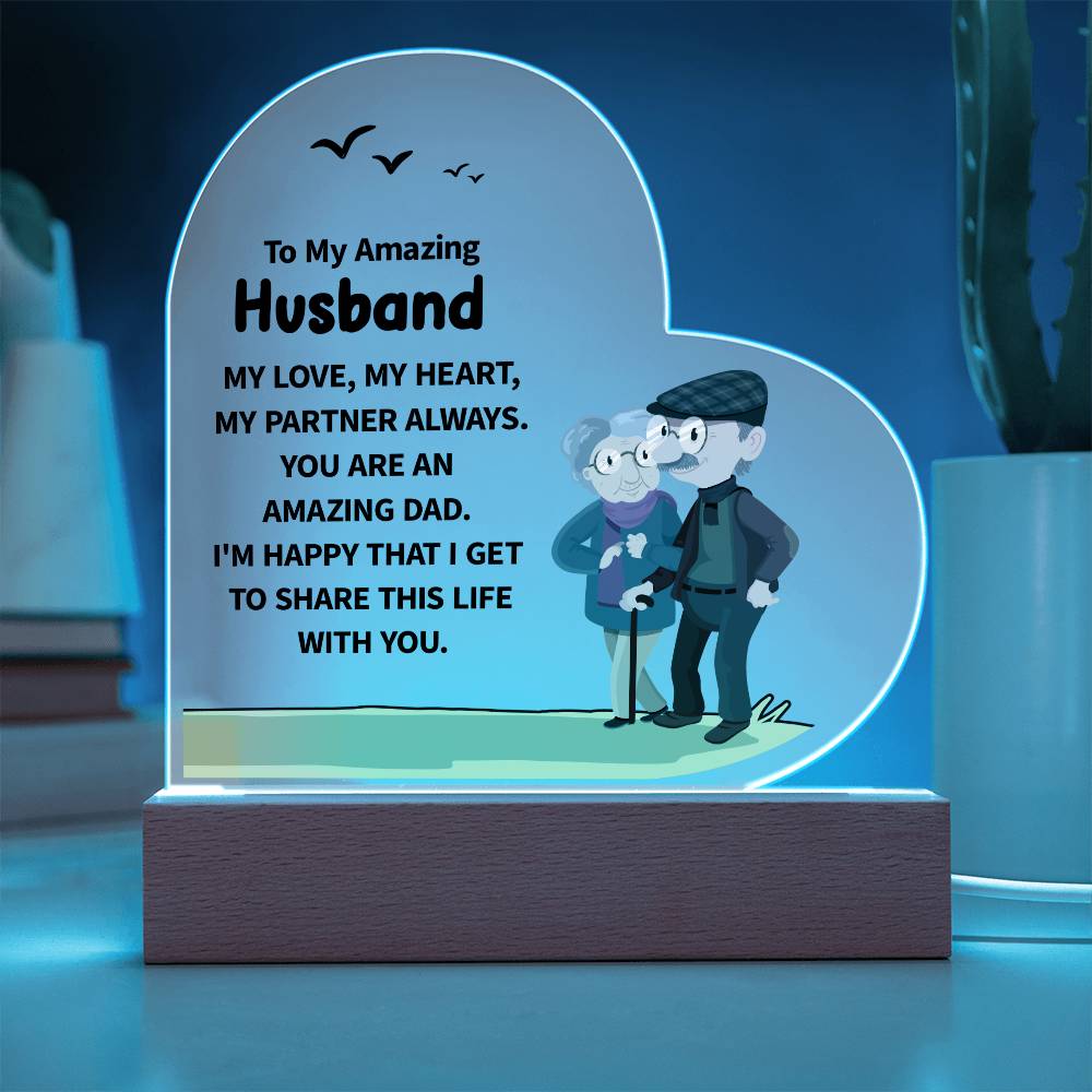 To My Amazing Husband Printed Heart Shaped Acrylic Plaque-Express Your Love Gifts