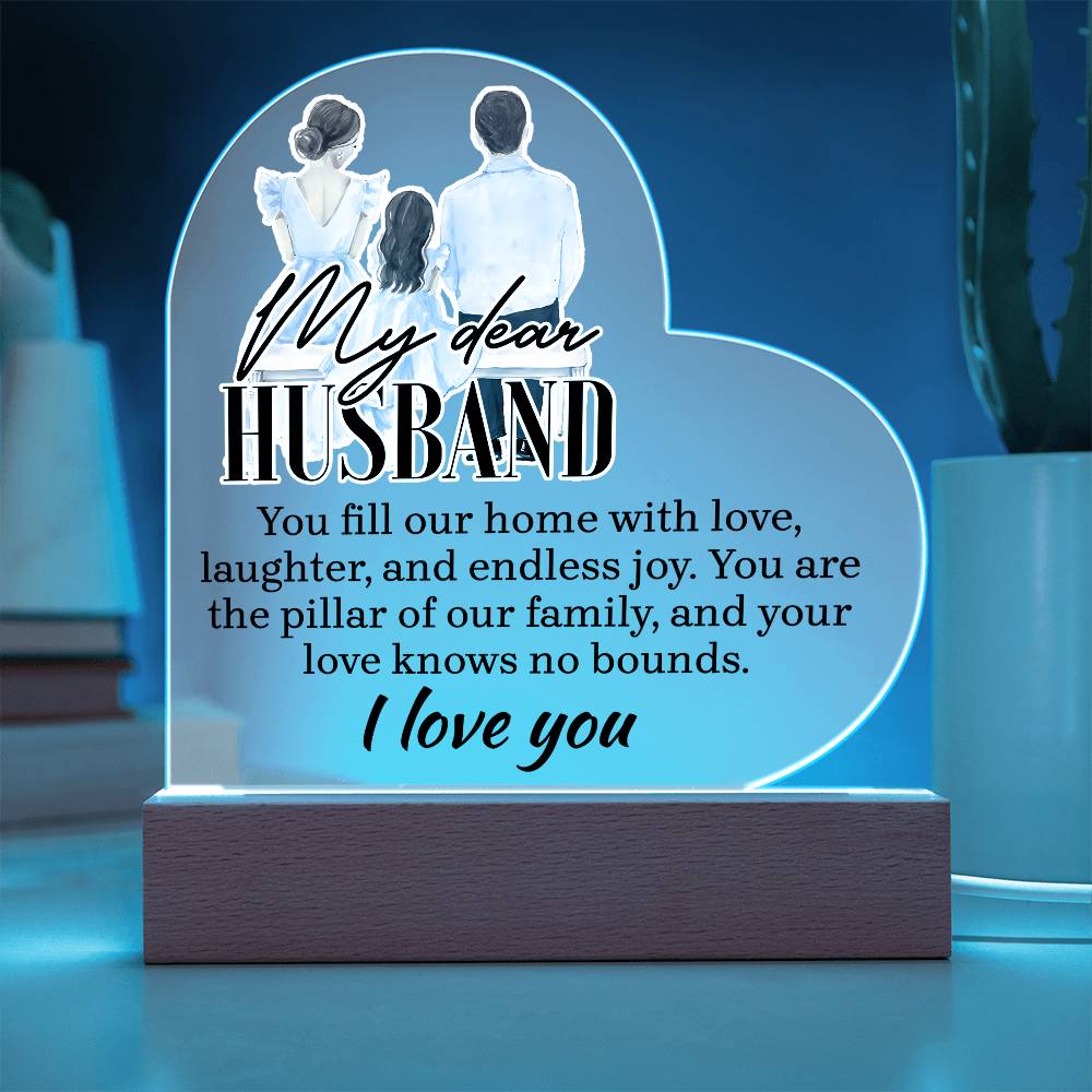 My Dear Husband Printed Heart Shaped Acrylic Plaque-Express Your Love Gifts