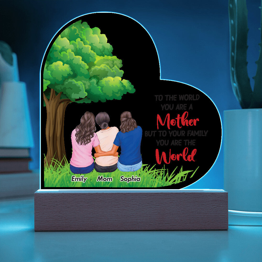 To the World You Are a Mother Printed Heart Shaped Acrylic Plaque-Express Your Love Gifts
