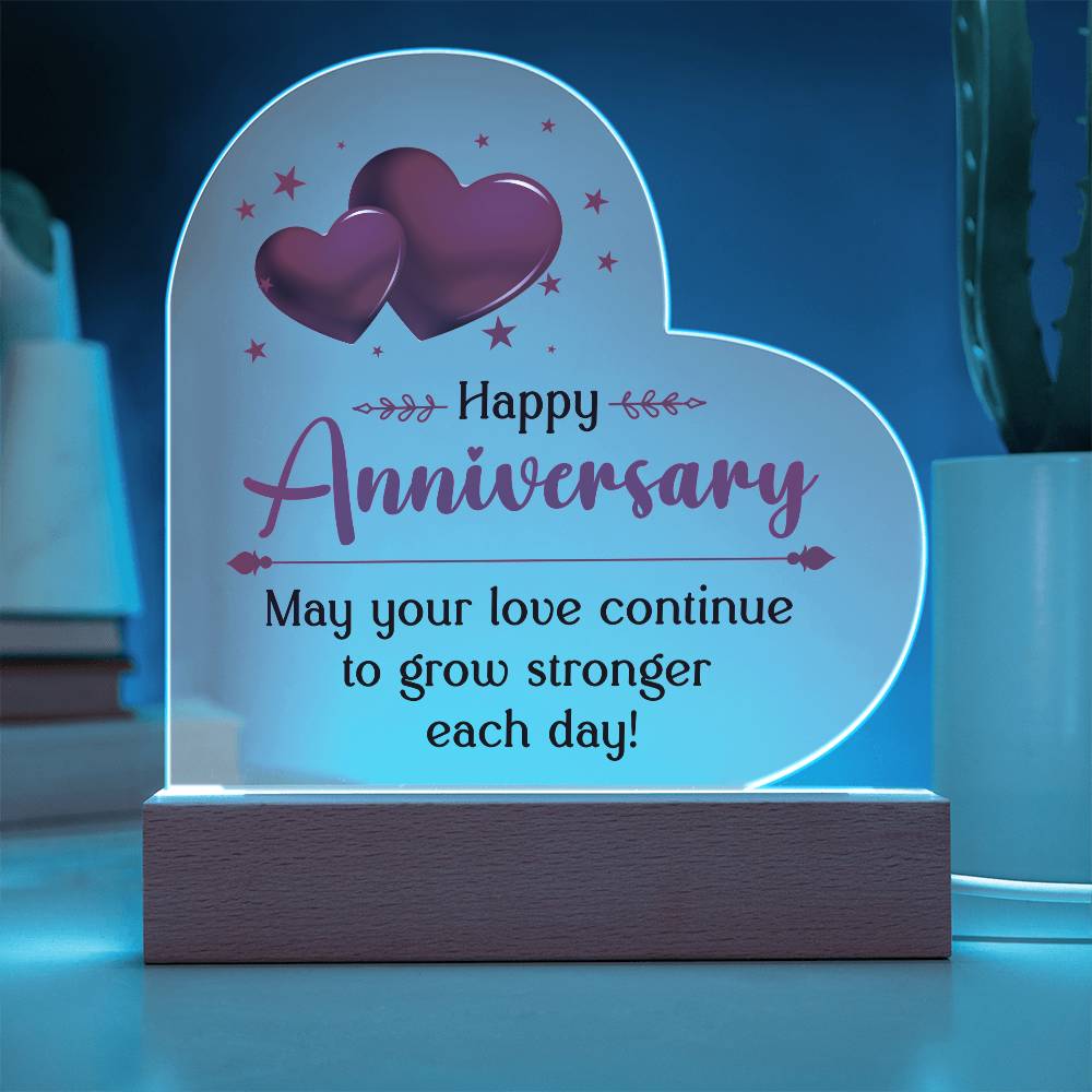 May Your Love Continue to Grow Printed Heart Shaped Acrylic Plaque-Express Your Love Gifts
