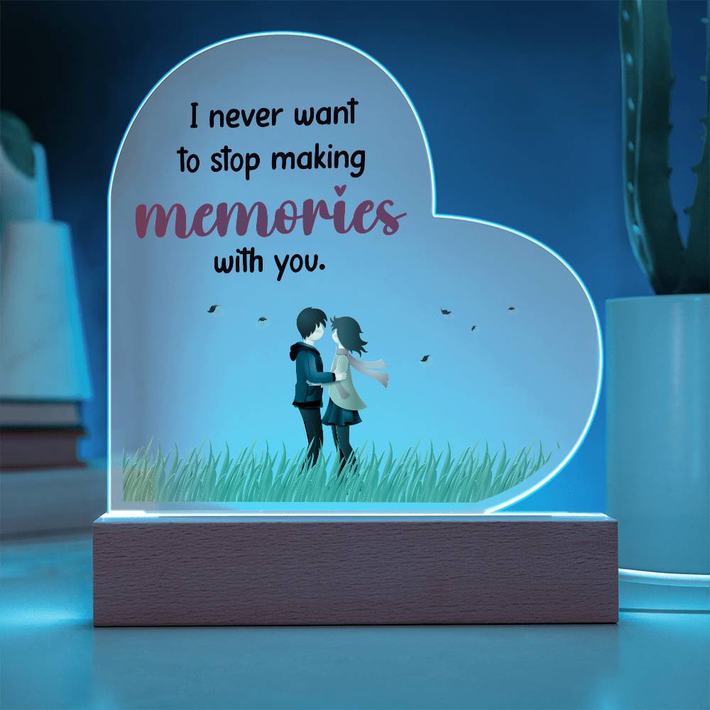 I Never Want to Stop Printed Heart Shaped Acrylic Plaque-Express Your Love Gifts