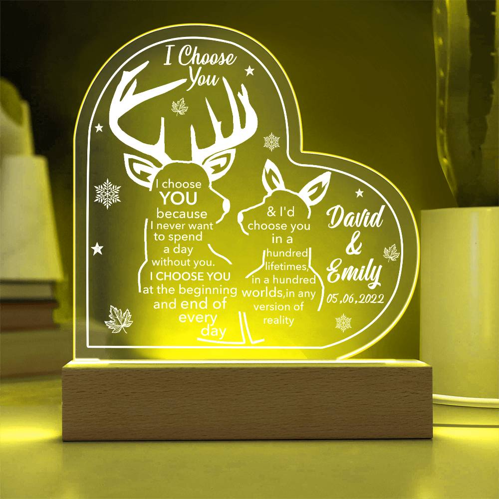 I Choose You Printed Heart Shaped Acrylic Plaque-Express Your Love Gifts