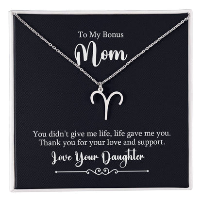To My Bonus Mom Life Gave Me You Zodiac Name Necklace-Express Your Love Gifts