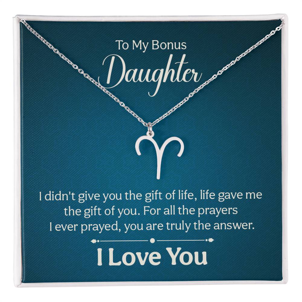 To My Bonus Daughter The Gift of Life Zodiac Name Necklace-Express Your Love Gifts