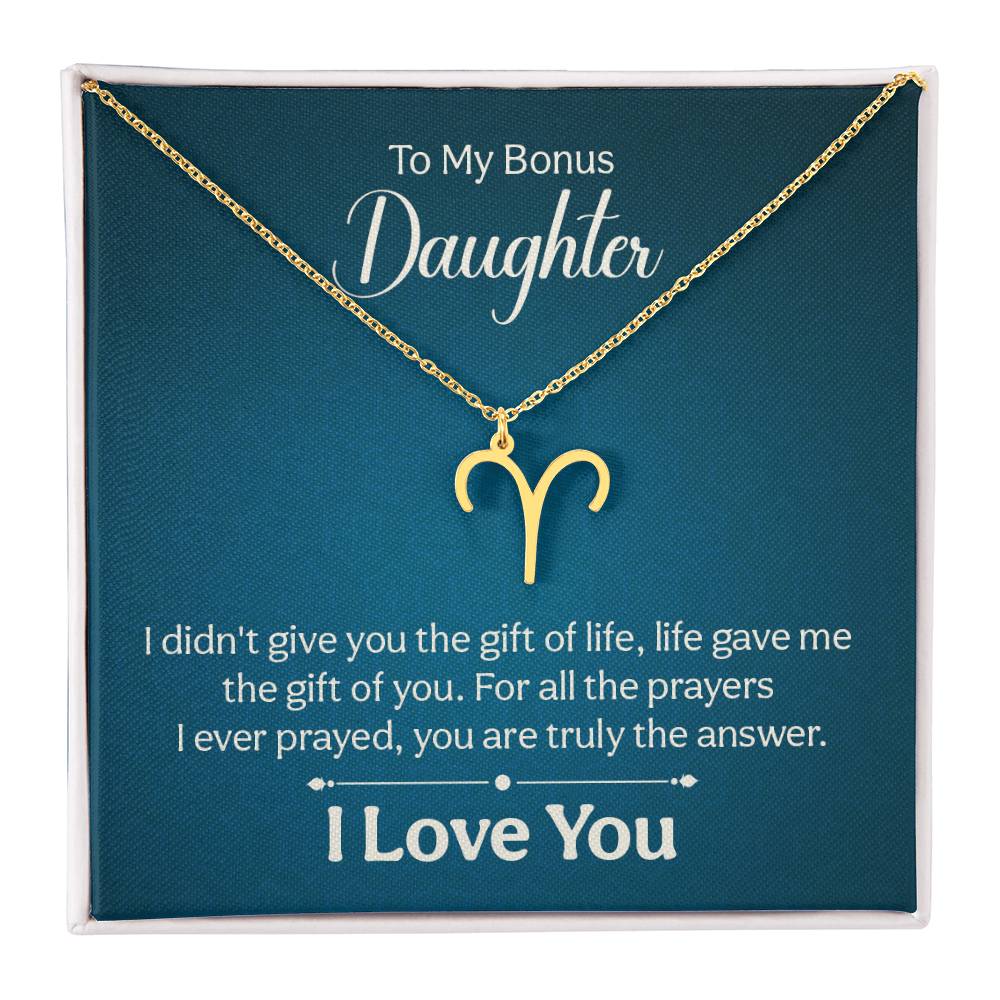 To My Bonus Daughter The Gift of Life Zodiac Name Necklace-Express Your Love Gifts