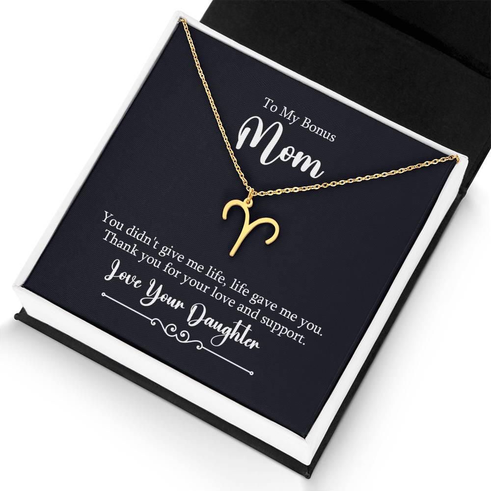 To My Bonus Mom Life Gave Me You Zodiac Name Necklace-Express Your Love Gifts