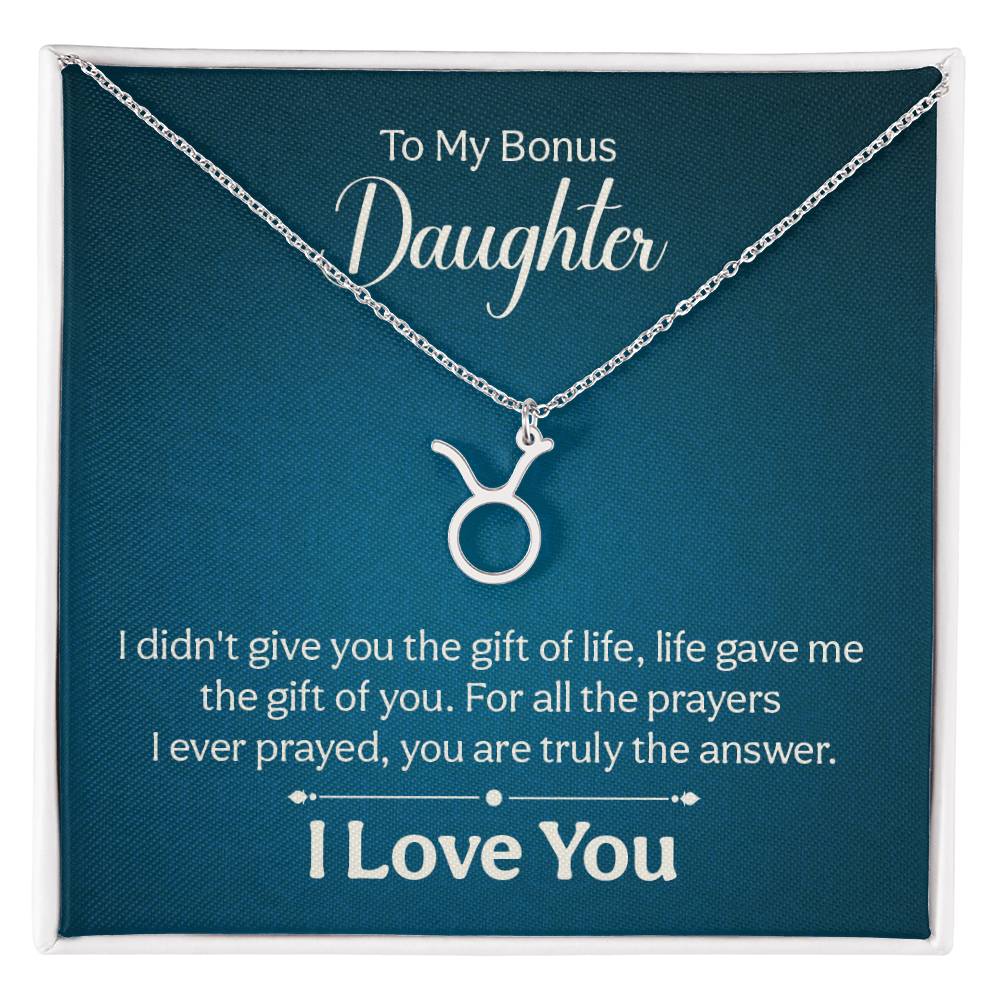 To My Bonus Daughter The Gift of Life Zodiac Name Necklace-Express Your Love Gifts