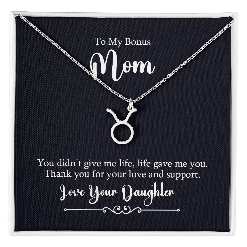 To My Bonus Mom Life Gave Me You Zodiac Name Necklace-Express Your Love Gifts