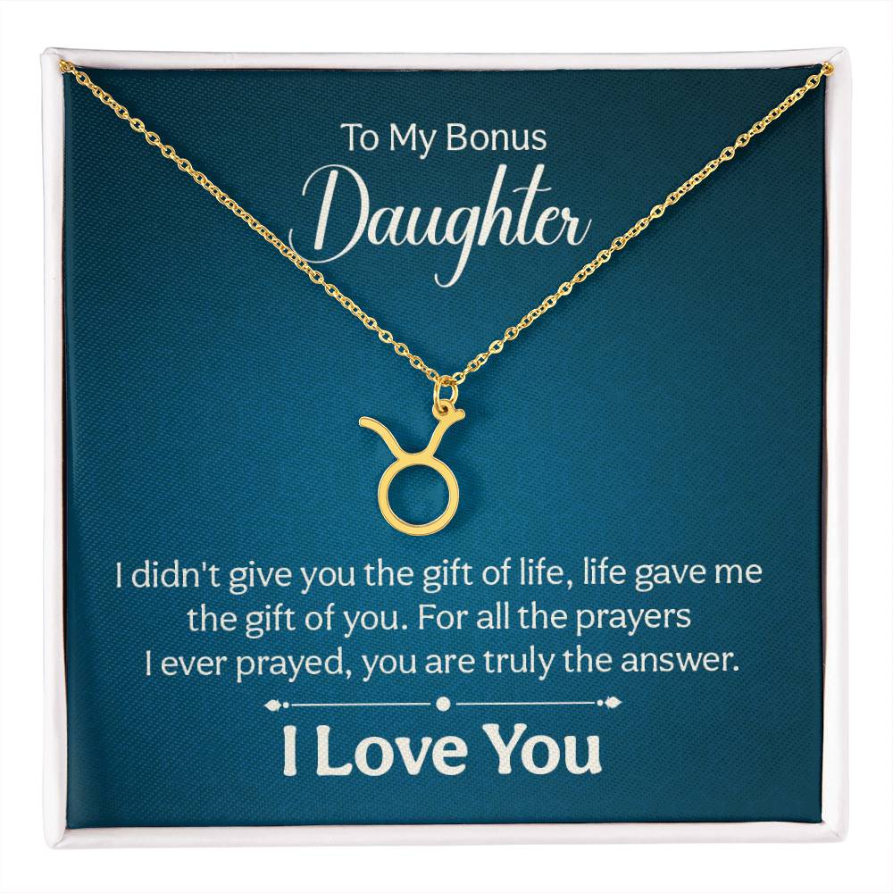 To My Bonus Daughter The Gift of Life Zodiac Name Necklace-Express Your Love Gifts