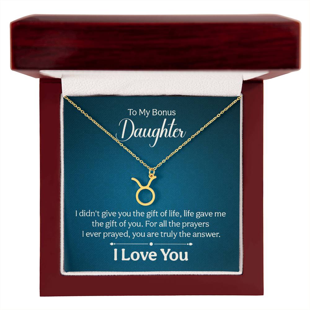 To My Bonus Daughter The Gift of Life Zodiac Name Necklace-Express Your Love Gifts