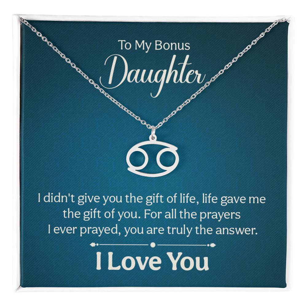 To My Bonus Daughter The Gift of Life Zodiac Name Necklace-Express Your Love Gifts