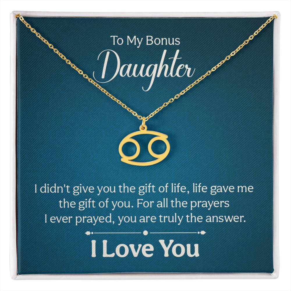 To My Bonus Daughter The Gift of Life Zodiac Name Necklace-Express Your Love Gifts