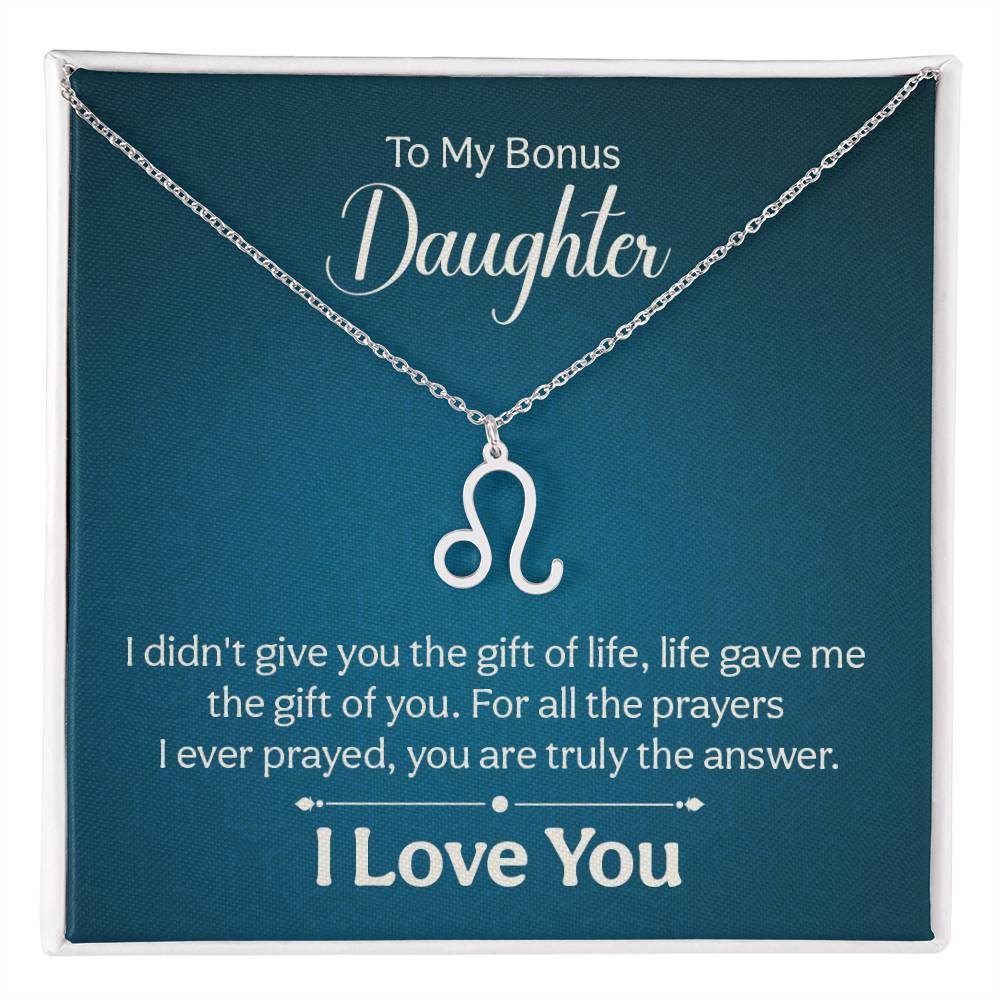 To My Bonus Daughter The Gift of Life Zodiac Name Necklace-Express Your Love Gifts