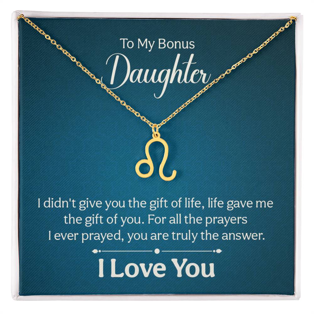 To My Bonus Daughter The Gift of Life Zodiac Name Necklace-Express Your Love Gifts